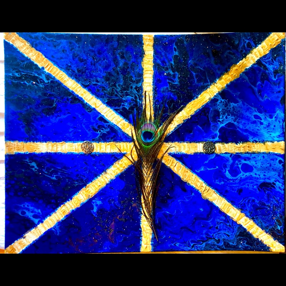 Taped paint pour